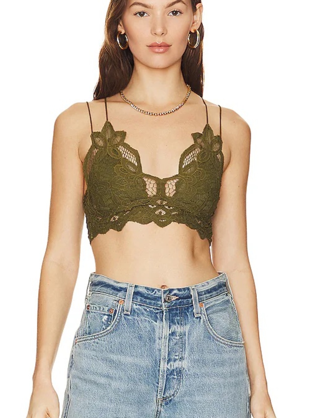 olive green Free People Adella Bralette